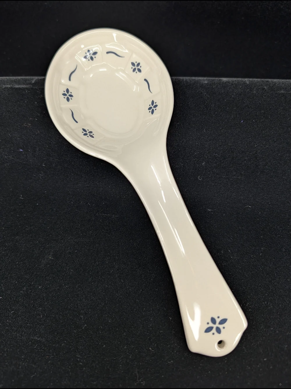 Longaberger Woven Traditions Pottery Spoon Rest in Classic Heritage Blue